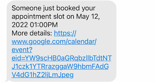 booking reminder text