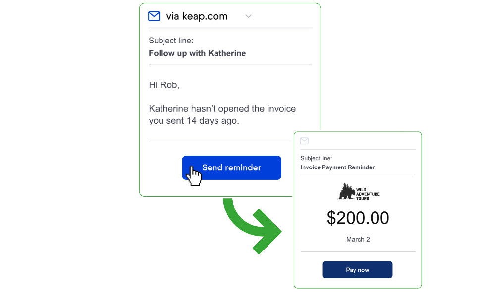 Keap invoice payment reminder