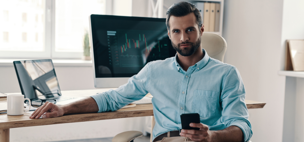 businessman writing a business text message