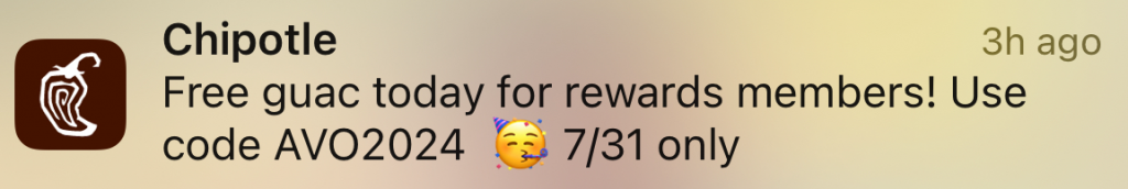 Chipolte push notification