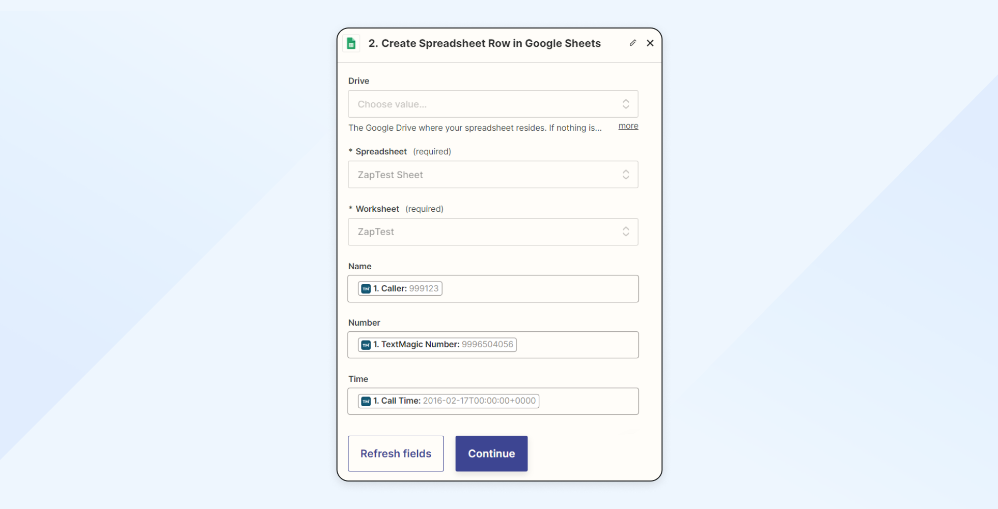 Create new spreadsheet row