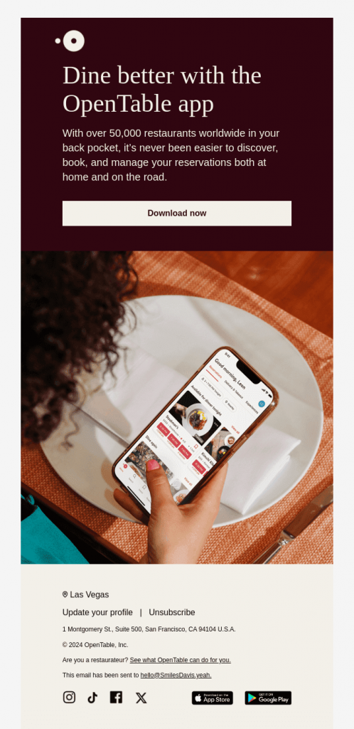 OpenTable app screenshot