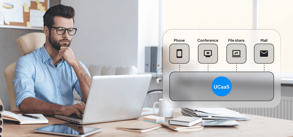 Image depicting an employee using a UCaaS platform