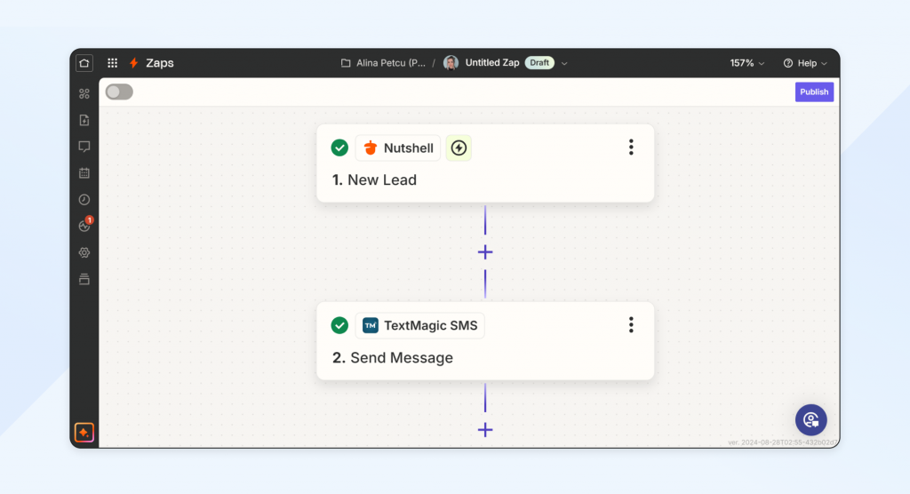 New lead send message Nutshell CRM integrations