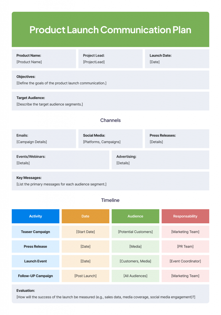 Product Launch Communication Plan-template