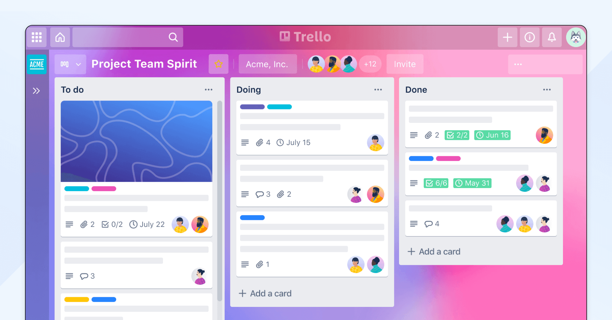 Screenshot of Trello